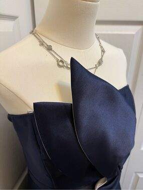 Strapless Kay Unger Mikado Ball Gown 3D Flower Detail